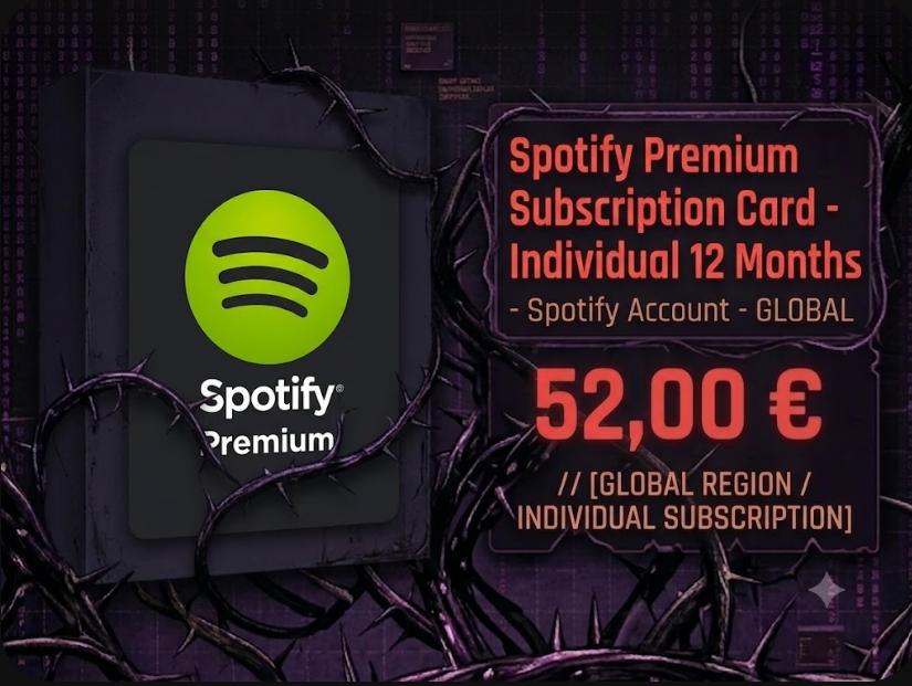 Spotify Premium Subscription Card - Individual 12 Months — Spotify Account, GLOBAL — 52,00 Euro — // [GLOBAL REGION / INDIVIDUAL SUBSCRIPTION]